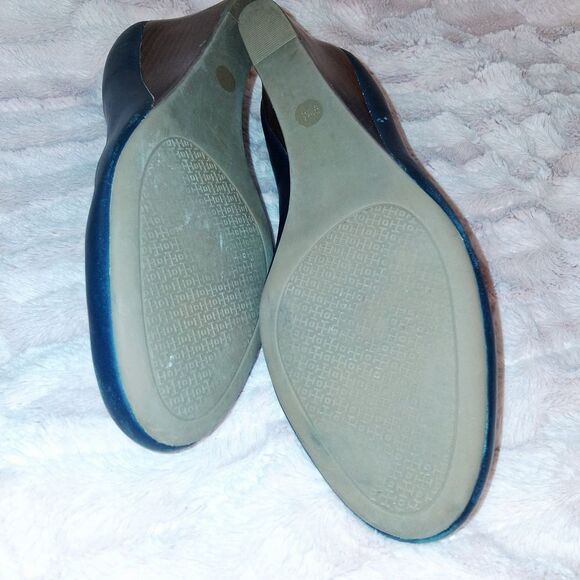Tory Burch Navy Blue Wedge Shoes Size 9.5 - Picture 8 of 8
